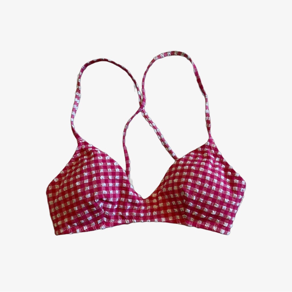 Gingham Patterned Bikini Top